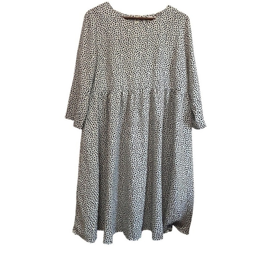 Glamorous‎ Bloom Women's Dress US 10 Cream Black Spot Print Midi Long Sleeve